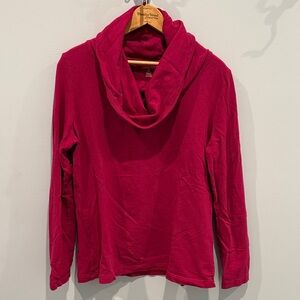 Lands End Women's Cowl Neck Top - Deep Pink